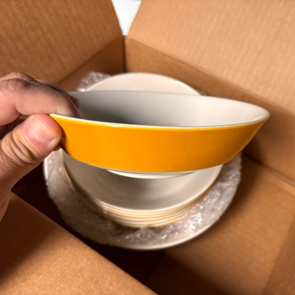 7 vintage Mikasa bowls, Made in Japan, Mediterrania collection in mustard color